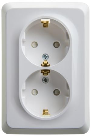 Schneider Electric Этюд  Белый  Розетка 2-местная с с заземляющими контактами со шторками 16А 250B скрытая установка новый дизайн PC16-108B