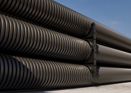 Труба гибкая двустенная д.110мм для открытой прокладки, SN8, ПВ-0, УФ, с протяжкой, в бухте 50м, цвет черный DKC 151911