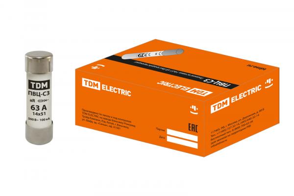 Вставка плавкая ПВЦ-С3 14х51 aR (быстродействующая) 63А TDM