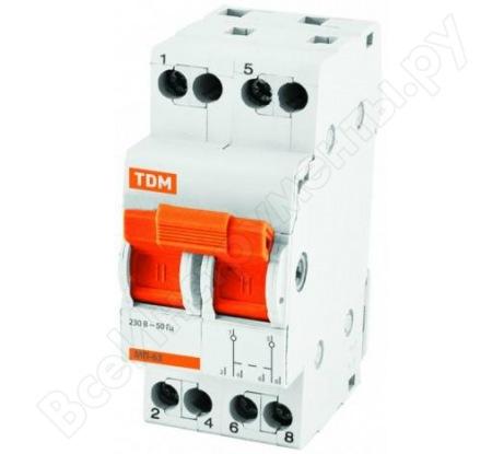 Выключатель Нагрузки  2П  25А  TDM  МП-63  переключатель модульный 3-позиционный