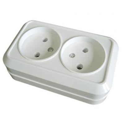 TDM  Ладога  Белый Розетка 2-местная 2П открытая установка 10А IP20 SQ1801-0017