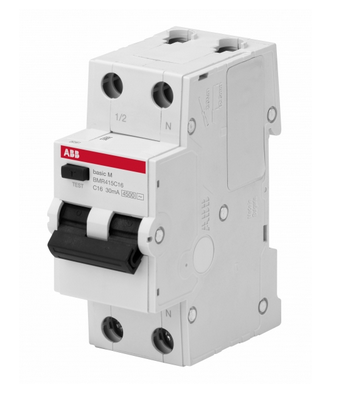 Дифференциальный автомат  1П+N  10А  30мA  ABB  характеристика C  4.5кА  тип AC BMR415C10